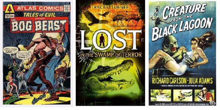 Picture of comic book cover and movie posters.